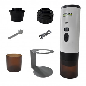 Espressor portabil, încălzire automată, încărcare wireless, 72W, 18 bar, design compact, capacitate rezervor apă 90 ml, Emd4x4