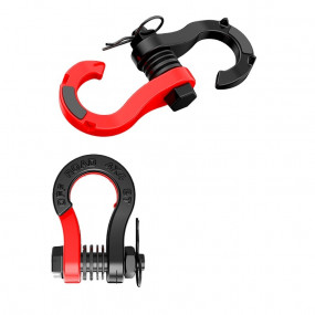 Ochet de recuperare 8500 kg cu deschidere rapidă (quick release), metalic, negru-roșu, EMD4x4