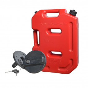 Pachet Suport și Canistră de 10L din plastic cu supapă de aerisire și furtun flexibil de turnare inclus, roșu, Emd4x4